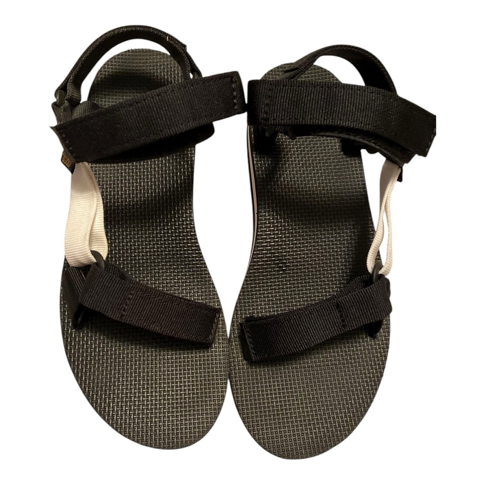 Teva Black Strappy Canvas Sandals with Velcro Straps Size 8